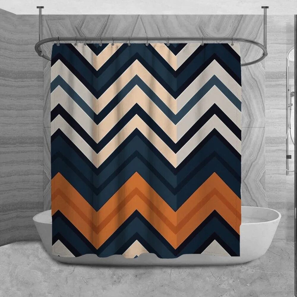 Midnight Chevron Shower Curtain
